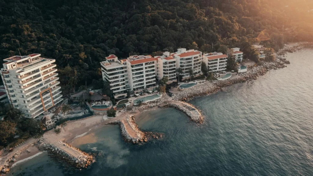 Aerial view of coastal residences in Puerto Vallarta
