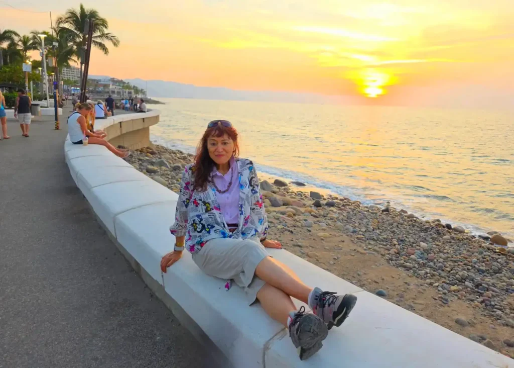 Coastal aerial view with resort buildings