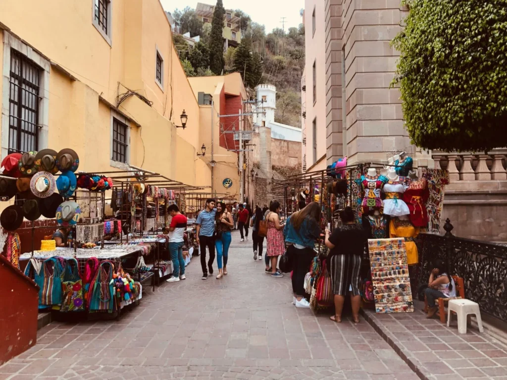 Colorful Guanajuato alleys and hillside houses