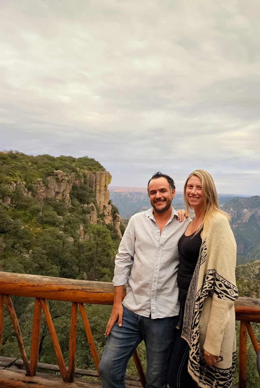 Alonso de la Fuente and Rachelle, co-founders of EASE, at a scenic overlook.